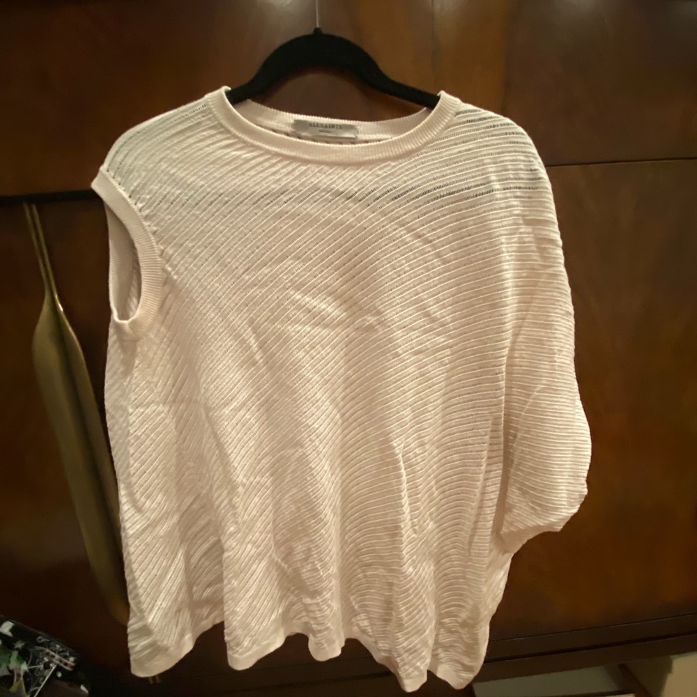 All Saints cream asymmetrical oversized top